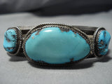 Stunning Vintage Native American Jewelry Navajo Turquoise Sterling Silver Easter Blue Bracelet Old-Nativo Arts