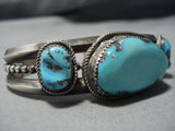 Stunning Vintage Native American Jewelry Navajo Turquoise Sterling Silver Easter Blue Bracelet Old-Nativo Arts