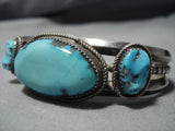 Stunning Vintage Native American Jewelry Navajo Turquoise Sterling Silver Easter Blue Bracelet Old-Nativo Arts