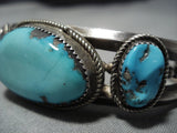 Stunning Vintage Native American Jewelry Navajo Turquoise Sterling Silver Easter Blue Bracelet Old-Nativo Arts