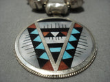 Stunning Vintage Native American Jewelry Zuni Hand Wrought Sterling Silver Bead Turquoise Necklace-Nativo Arts