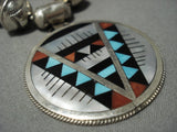 Stunning Vintage Native American Jewelry Zuni Hand Wrought Sterling Silver Bead Turquoise Necklace-Nativo Arts