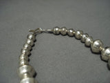 Stunning Vintage Native American Jewelry Zuni Hand Wrought Sterling Silver Bead Turquoise Necklace-Nativo Arts
