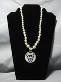 Stunning Vintage Native American Jewelry Zuni Hand Wrought Sterling Silver Bead Turquoise Necklace-Nativo Arts