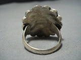 Stunning Vintage Native American Jewelry Zuni Sun Face Turquoise Sterling Silver Ring Old-Nativo Arts