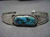 Stunning Vintage Native American Navajo Arrowhead Turquoise Sterling Silver Bracelet Old Cuff-Nativo Arts
