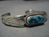 Stunning Vintage Native American Navajo Arrowhead Turquoise Sterling Silver Bracelet Old Cuff-Nativo Arts