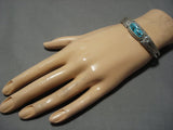 Stunning Vintage Native American Navajo Arrowhead Turquoise Sterling Silver Bracelet Old Cuff-Nativo Arts