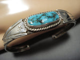 Stunning Vintage Native American Navajo Arrowhead Turquoise Sterling Silver Bracelet Old Cuff-Nativo Arts