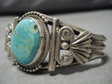 Stunning Vintage Native American Navajo Carico Lake Turquoise Sterling Silver Bracelet Old-Nativo Arts