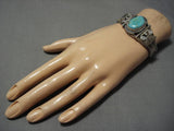 Stunning Vintage Native American Navajo Carico Lake Turquoise Sterling Silver Bracelet Old-Nativo Arts