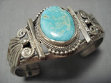 Stunning Vintage Native American Navajo Carico Lake Turquoise Sterling Silver Bracelet Old-Nativo Arts