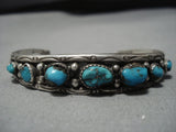 Stunning Vintage Native American Navajo Deep Blue Turquoise Sterling Silver Bracelet Old Cuff-Nativo Arts