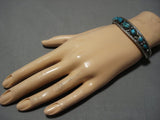 Stunning Vintage Native American Navajo Deep Blue Turquoise Sterling Silver Bracelet Old Cuff-Nativo Arts