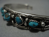 Stunning Vintage Native American Navajo Deep Blue Turquoise Sterling Silver Bracelet Old Cuff-Nativo Arts