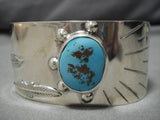 Stunning Vintage Native American Navajo Oval Turquoise Sterling Silver Bracelet-Nativo Arts