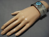 Stunning Vintage Native American Navajo Oval Turquoise Sterling Silver Bracelet-Nativo Arts