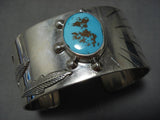 Stunning Vintage Native American Navajo Oval Turquoise Sterling Silver Bracelet-Nativo Arts