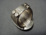 Stunning Vintage Native American Navajo Pilot Mountain Turquoise Sterling Silver Ring Old-Nativo Arts