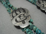 Stunning Vintage Native American Navajo Royston Turquoise Sterling Silver Necklace Old-Nativo Arts