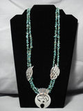Stunning Vintage Native American Navajo Royston Turquoise Sterling Silver Necklace Old-Nativo Arts