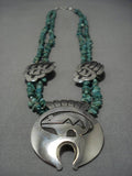 Stunning Vintage Native American Navajo Royston Turquoise Sterling Silver Necklace Old-Nativo Arts