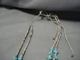 Stunning Vintage Native American Navajo Teardrop Royston Turquoise Sterling Silver Necklace Old-Nativo Arts