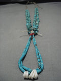 Stunning Vintage Native American Navajo Teardrop Royston Turquoise Sterling Silver Necklace Old-Nativo Arts