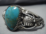 Stunning Vintage Native American Navajo Teardrop Turquoise Sterling Silver Bracelet-Nativo Arts