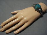 Stunning Vintage Native American Navajo Teardrop Turquoise Sterling Silver Bracelet-Nativo Arts