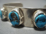 Stunning Vintage Native American Navajo Triple Turquoise Sterling Silver Bracelet Cuff Old-Nativo Arts