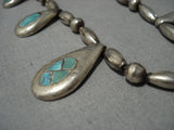 Stunning Vintage Native American Navajo Turquoise Inlay Sterling Silver Necklace Earrings Set-Nativo Arts