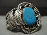 Stunning Vintage Navajo 'Bkue Carico Lake Turquoise' Native American Jewelry Silver Bracelet Old-Nativo Arts