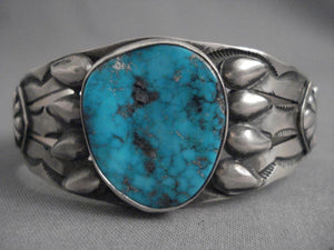 Stunning Vintage Navajo Blue Diamond Turquoise Native American Jewelry Silver Bracelet-Nativo Arts