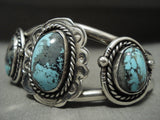 Stunning Vintage Navajo 'Domed Persin Turquoise' Native American Jewelry Silver Bracelet-Nativo Arts