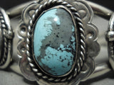 Stunning Vintage Navajo 'Domed Persin Turquoise' Native American Jewelry Silver Bracelet-Nativo Arts