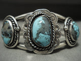 Stunning Vintage Navajo 'Domed Persin Turquoise' Native American Jewelry Silver Bracelet-Nativo Arts