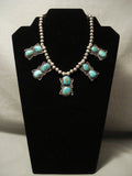 Stunning Vintage Navajo Domed Turquoise Sterling Native American Jewelry Silver Necklace-Nativo Arts