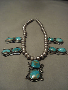 Stunning Vintage Navajo Domed Turquoise Sterling Native American Jewelry Silver Necklace-Nativo Arts