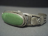 Stunning Vintage Navajo Gaspeite Owl Sterling Native American Jewelry Silver Bracelet-Nativo Arts