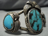 Stunning Vintage Navajo Gem Turquoise Native American Sterling Silver Bracelet-Nativo Arts