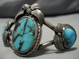 Stunning Vintage Navajo Gem Turquoise Native American Sterling Silver Bracelet-Nativo Arts