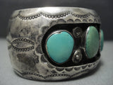 Stunning Vintage Navajo Green Turquoise Sterling Native American Jewelry Silver Bracelet Old Pawn-Nativo Arts