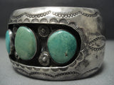 Stunning Vintage Navajo Green Turquoise Sterling Native American Jewelry Silver Bracelet Old Pawn-Nativo Arts