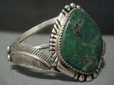 Stunning Vintage Navajo Green Turquoise Sterling Silver Native American Jewelry Bracelet-Nativo Arts