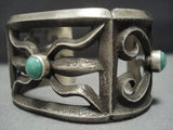 Stunning Vintage Navajo Green Turquoise Sterling Silver Native American Jewelry Bracelet-Nativo Arts