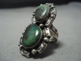 Stunning Vintage Navajo Green Turquoise Sterling Silver Native American Jewelry Ring-Nativo Arts