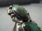 Stunning Vintage Navajo Green Turquoise Sterling Silver Native American Jewelry Ring-Nativo Arts