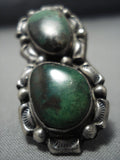 Stunning Vintage Navajo Green Turquoise Sterling Silver Native American Jewelry Ring-Nativo Arts