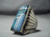 Stunning Vintage Navajo Native American Jewelry jewelry Turquoise Lapis Sterling Silver Ring Old-Nativo Arts